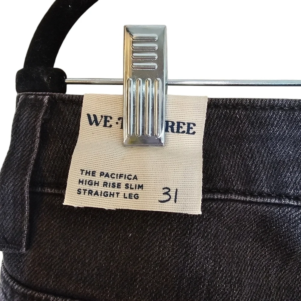 FREE PEOPLE Pacifica Straight Leg Jeans in Worn Black•Size 31•NWT - Picture 14 of 15